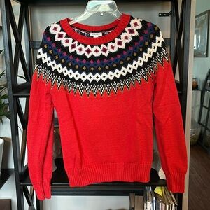 Red patterned sweater